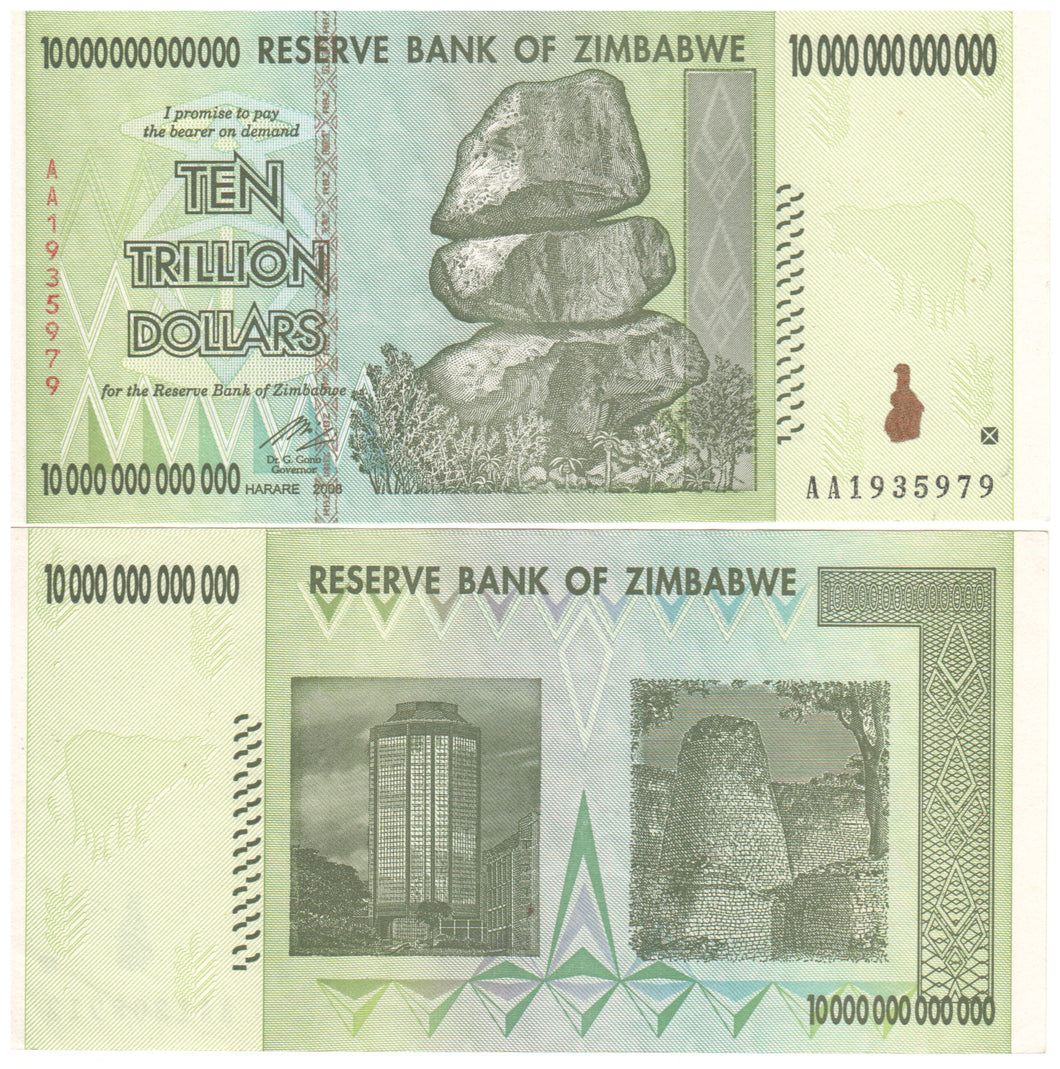 10 Trillion Zimbabwe Dollar Banknote