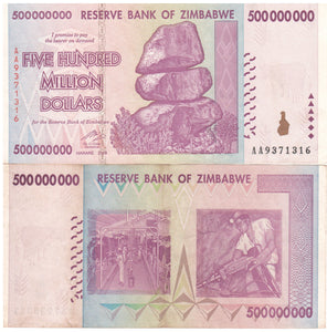 500 Million Zimbabwe Dollars