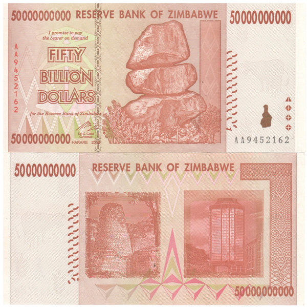 50 Billion Zimbabwe Dollars Banknote AA 2008 - Zimbabwe World